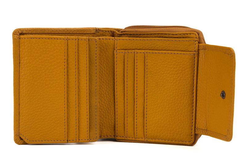 Women's Leather Wallet Tina - Yellow - Greenwood Leather