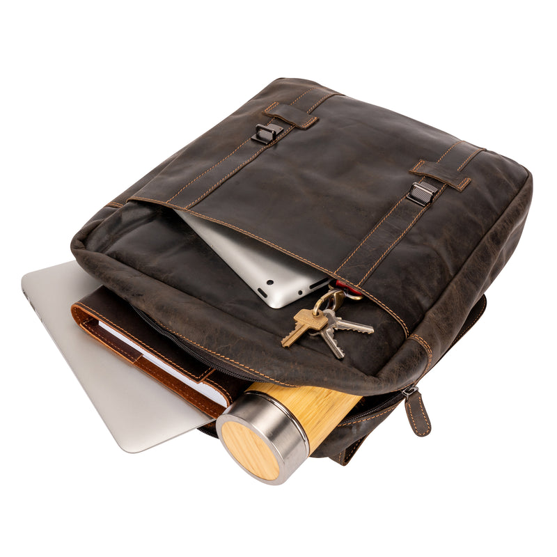 Leather Laptop Backpack Melbourne Brown - Greenwood Leather