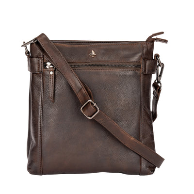 Leather Shoulder Bag 'Isalie' Brown - Greenwood Leather