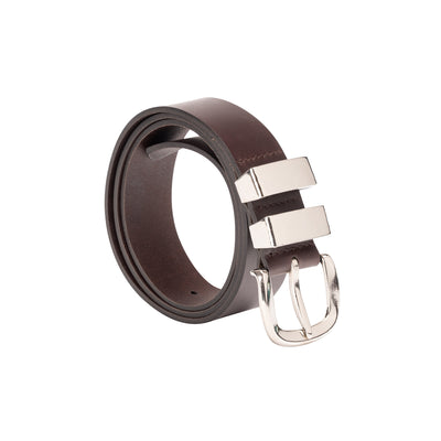 Leather Belt Brownk with Sliver Buckle - Johnny - Leather Greenwood Bag | The Greenwood Leather Online Shop Australia