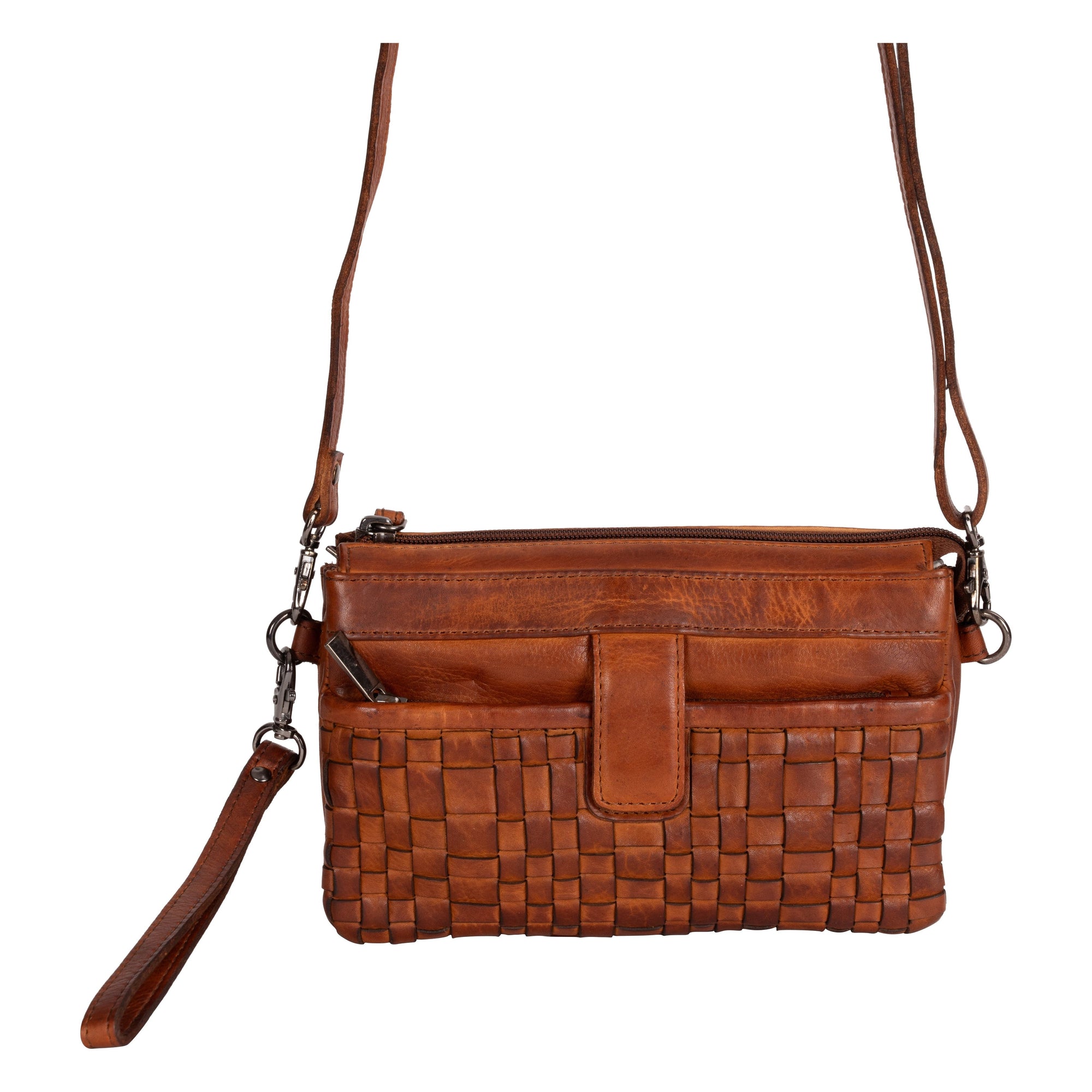 Leather Shoulder Bag Cherry - Cognac