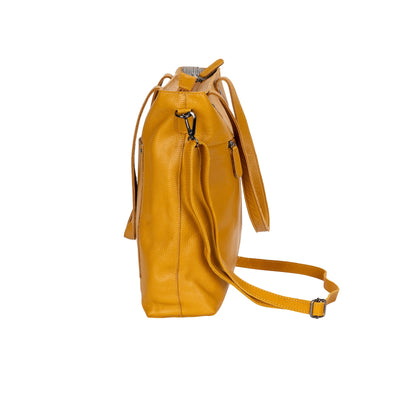 Classic Leather Tote Bag Bunbury - Yellow