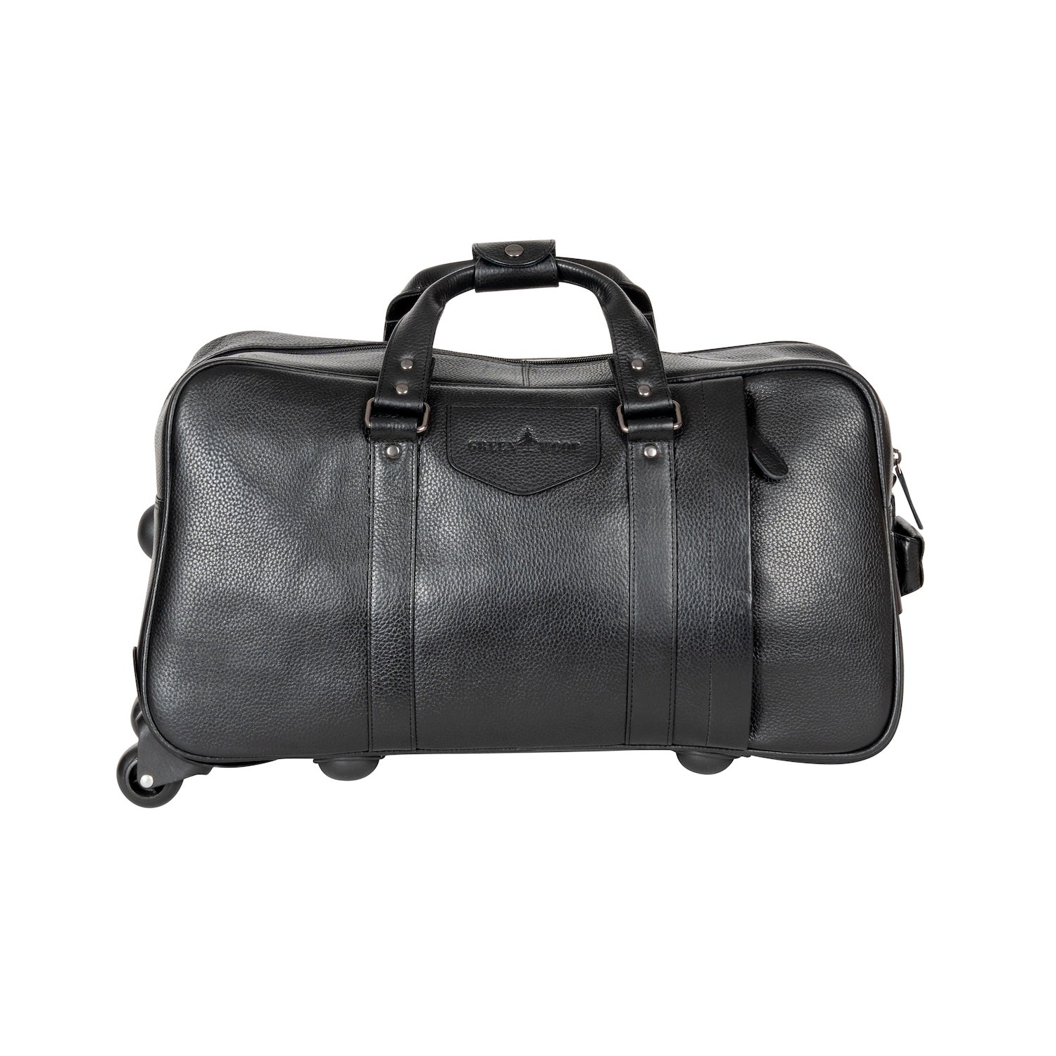 Leather Trolley Travelbag Black Voyager