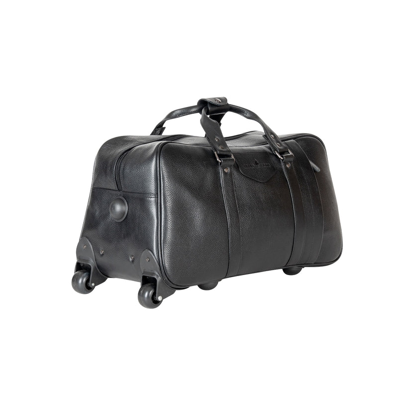 Leather Trolley Travelbag Black Voyager