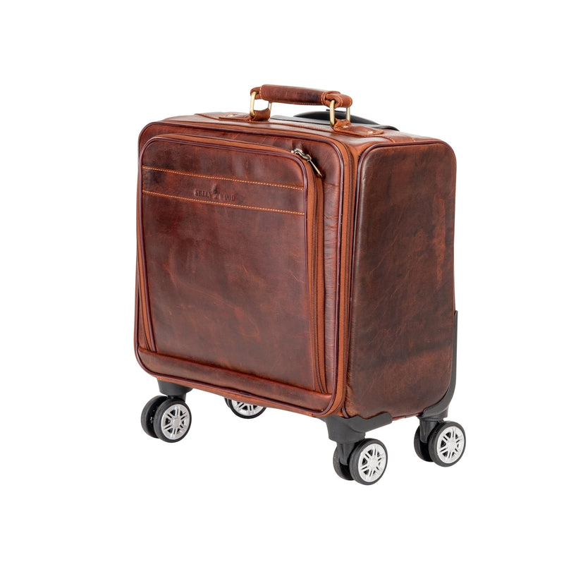 Leather Pilot Briefcase With Wheels Marino