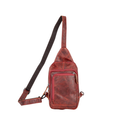 Leather Sling Bag Red-waxy Auckland