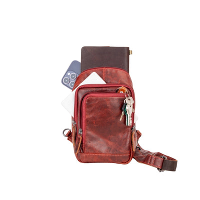 Leather Sling Bag Red-waxy Auckland