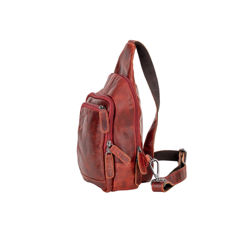 Leather Sling Bag Red-waxy Auckland