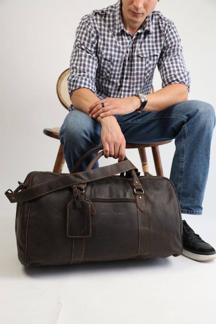 Leather Weekend Travel Bag Wilson - Brown - Greenwood Leather