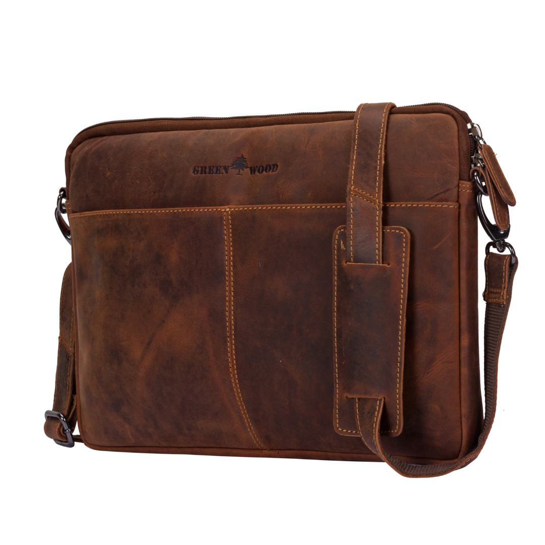 Leather laptop sleeve case with handles and small tote bag, MacBook Pro / Air 13